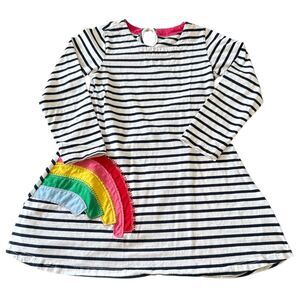 Girls Size 4-5 Rainbow Dress Long Sleeve Striped Knit Applique Embroidery XS